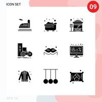 Stock Vector Icon Pack of 9 Line Signs and Symbols for masquerade costume stop playstation joystick Editable Vector Design Elements