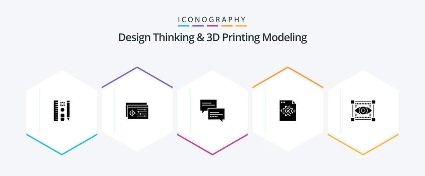 diseño pensando y re impresión modelado 25 glifo icono paquete incluso vista. flecha. charlar. ajuste. archivo vector
