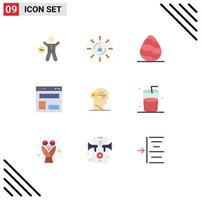 Modern Set of 9 Flat Colors and symbols such as website layout network blog layout nature Editable Vector Design Elements