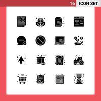 Mobile Interface Solid Glyph Set of 16 Pictograms of development css green coding pen Editable Vector Design Elements