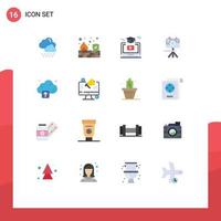 16 Flat Color concept for Websites Mobile and Apps upload hobby online hobbies video Editable Pack of Creative Vector Design Elements