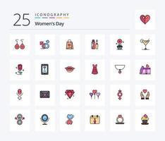 Womens Day 25 Line Filled icon pack including flower. plant. love. bottle. shade vector