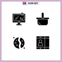 Modern Set of 4 Solid Glyphs Pictograph of online destroyed shopping holiday planet Editable Vector Design Elements