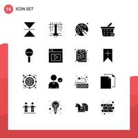 16 User Interface Solid Glyph Pack of modern Signs and Symbols of web children drawing child shopping Editable Vector Design Elements