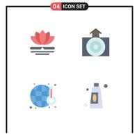 Set of 4 Modern UI Icons Symbols Signs for flower pollution chinese nature world Editable Vector Design Elements