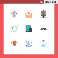 Mobile Interface Flat Color Set of 9 Pictograms of mobile smartphone sign up left Editable Vector Design Elements