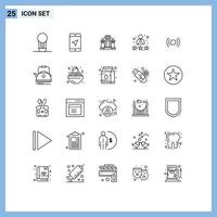 Pack of 25 Modern Lines Signs and Symbols for Web Print Media such as basic rating computer rate employee Editable Vector Design Elements