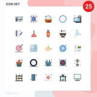 Universal Icon Symbols Group of 25 Modern Flat Colors of computer interface line connection buffer Editable Vector Design Elements