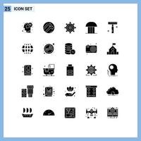 Modern Set of 25 Solid Glyphs and symbols such as court of law court report building gear Editable Vector Design Elements