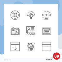 Set of 9 Modern UI Icons Symbols Signs for multimedia tutorial phone video smart Editable Vector Design Elements