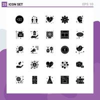 Pack of 25 Modern Solid Glyphs Signs and Symbols for Web Print Media such as flower hospital game health care Editable Vector Design Elements