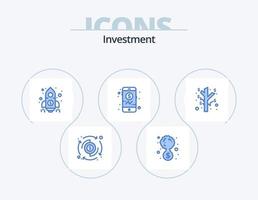 Investment Blue Icon Pack 5 Icon Design. profit. earnings. finance. mobile. banking vector