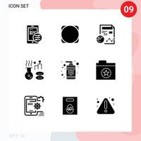 9 Universal Solid Glyphs Set for Web and Mobile Applications lotion treatment chart spa beauty Editable Vector Design Elements