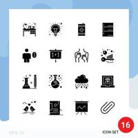 16 Thematic Vector Solid Glyphs and Editable Symbols of access devices lamp data toxic Editable Vector Design Elements