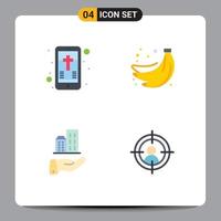 4 Thematic Vector Flat Icons and Editable Symbols of mobile business cross summer sustainable Editable Vector Design Elements