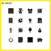 16 Universal Solid Glyphs Set for Web and Mobile Applications postcard invite investment heart health Editable Vector Design Elements