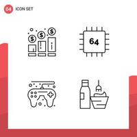 4 Creative Icons Modern Signs and Symbols of growth hardware graph computers game Editable Vector Design Elements