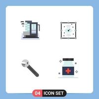 4 Flat Icon concept for Websites Mobile and Apps hotel wrench home process tool Editable Vector Design Elements