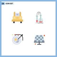 Set of 4 Modern UI Icons Symbols Signs for bus science transportation chemistry craft Editable Vector Design Elements