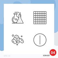 4 User Interface Line Pack of modern Signs and Symbols of chemicals on energy ramadan tumbler Editable Vector Design Elements