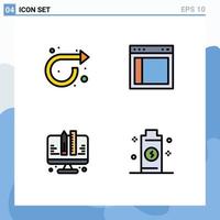 Pictogram Set of 4 Simple Filledline Flat Colors of arrow coding right layout planning Editable Vector Design Elements
