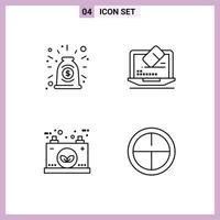 Modern Set of 4 Filledline Flat Colors and symbols such as agreement eco deal tool power Editable Vector Design Elements