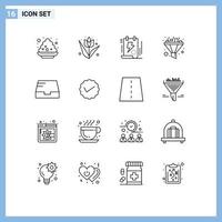 Set of 16 Vector Outlines on Grid for mail sort document funnel clipboard Editable Vector Design Elements