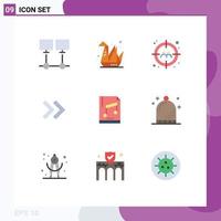 Editable Vector Line Pack of 9 Simple Flat Colors of computer right paper arrows user Editable Vector Design Elements