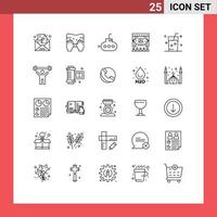 Pictogram Set of 25 Simple Lines of summer ice bathyscaph fresh advertising Editable Vector Design Elements