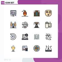 Modern Set of 16 Flat Color Filled Lines Pictograph of partners business clinic sad face Editable Creative Vector Design Elements