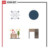 Modern Set of 4 Flat Icons and symbols such as coding outdoor programing round tree Editable Vector Design Elements