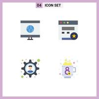 4 User Interface Flat Icon Pack of modern Signs and Symbols of computer coffee bookmark brainstorming hot Editable Vector Design Elements