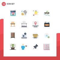 Set of 16 Modern UI Icons Symbols Signs for chair desk presentation water rowing Editable Pack of Creative Vector Design Elements