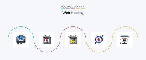 Web Hosting Line Filled Flat 5 Icon Pack Including backup. repair. web hosting. fixing. web vector