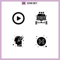 Group of 4 Modern Solid Glyphs Set for media human auto dirt plug Editable Vector Design Elements