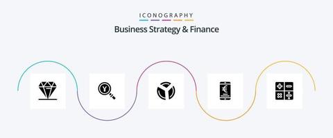 Business Strategy And Finance Glyph 5 Icon Pack Including mobile . analytics. japanese . pie chart . chart vector