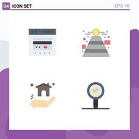 Set of 4 Vector Flat Icons on Grid for card building ecommerce fundraising real estate Editable Vector Design Elements