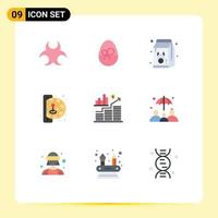 Set of 9 Modern UI Icons Symbols Signs for business game diet fun milk Editable Vector Design Elements
