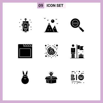 moderno conjunto de 9 9 sólido glifos y símbolos tal como cliente pestañas montaña navegador aumentador editable vector diseño elementos