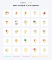 Creative Mind Process And Human Features 25 Flat icon pack  Such As user. save. user. memory. mind vector