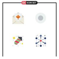 Modern Set of 4 Flat Icons Pictograph of card fire work mail hotel cube Editable Vector Design Elements