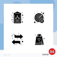 Set of 4 Commercial Solid Glyphs pack for chart switch fail target right Editable Vector Design Elements