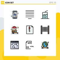 Set of 9 Modern UI Icons Symbols Signs for document shop cocktail street stall Editable Vector Design Elements