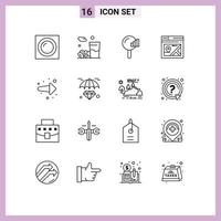 Pack of 16 creative Outlines of back map find location web Editable Vector Design Elements