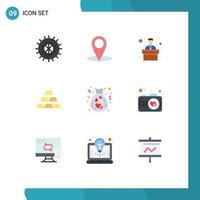 9 Thematic Vector Flat Colors and Editable Symbols of camera donation training charity stack Editable Vector Design Elements