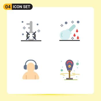 moderno conjunto de 4 4 plano íconos pictografía de motor médico mejoramiento salud apoyo editable vector diseño elementos