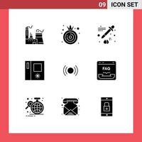 Modern Set of 9 Solid Glyphs and symbols such as ux signal dropper essential side by side Editable Vector Design Elements