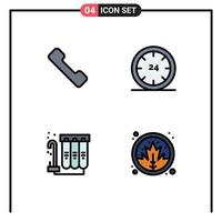 Set of 4 Modern UI Icons Symbols Signs for telephone filtration and e water Editable Vector Design Elements