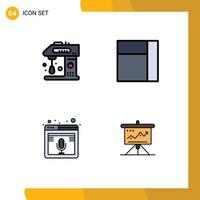 4 User Interface Filledline Flat Color Pack of modern Signs and Symbols of appliances page cooking layout web Editable Vector Design Elements