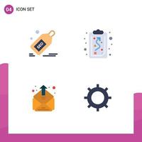 Universal Icon Symbols Group of 4 Modern Flat Icons of seo contact discount path inbox Editable Vector Design Elements